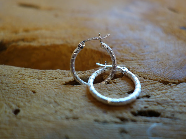 Handcrafted solid sterling .925 silver 15cm Diamond Cut Solid Silver  HOOP Earrings from Taxco, Mexico