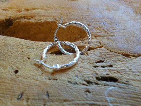 Handcrafted solid sterling .925 silver 15cm Diamond Cut Solid Silver  HOOP Earrings from Taxco, Mexico