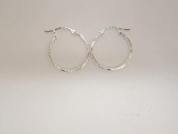 Handcrafted solid sterling .925 silver 20cm Diamond Cut Solid Silver  HOOP Earrings from Taxco, Mexico